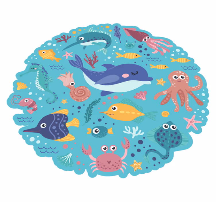 Covor rotund de vinil pentru animale de pește - TenStickers