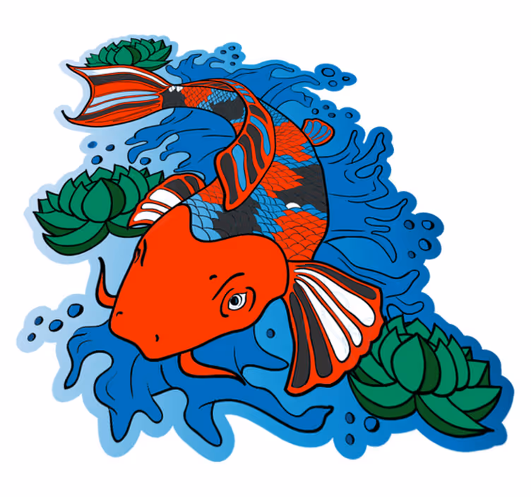 Covor de vinil animale de design koi pește - TenStickers