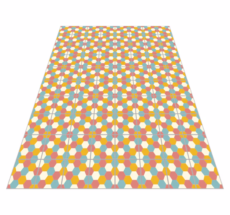 Covor de vinil geometric cu hexagoane colorate - TenStickers