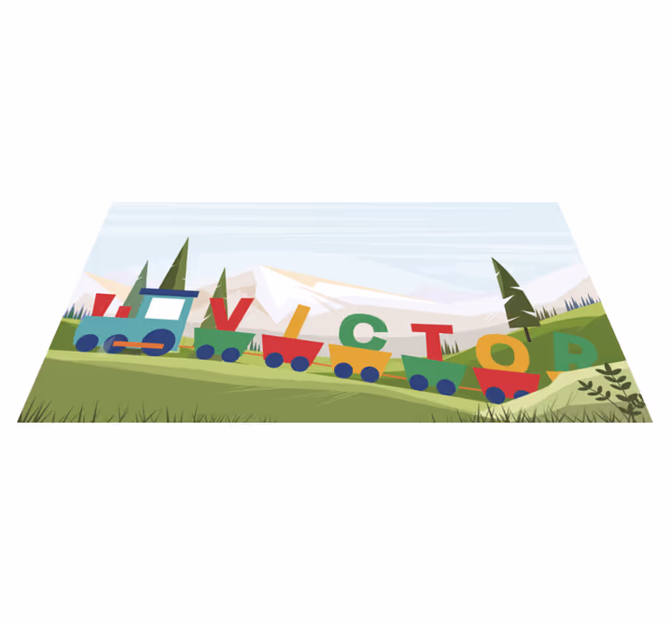 Covor de vinil pepiniere temă tren alfabet personalizabil - TenStickers