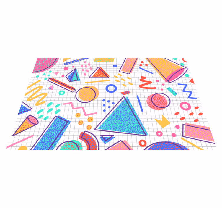 Covor vinil modern design cu forme geometrice colorate - TenStickers