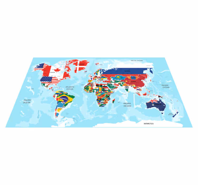 Steagurile lumii harta covor de vinil - TenStickers