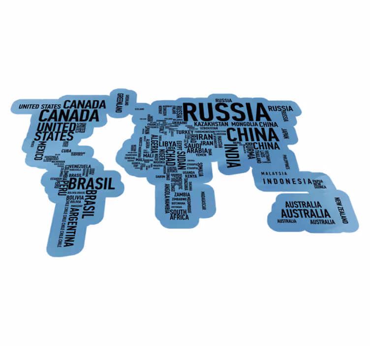 Covor de vinil cu hartă mondială uimitoare cu nume de țară - TenStickers