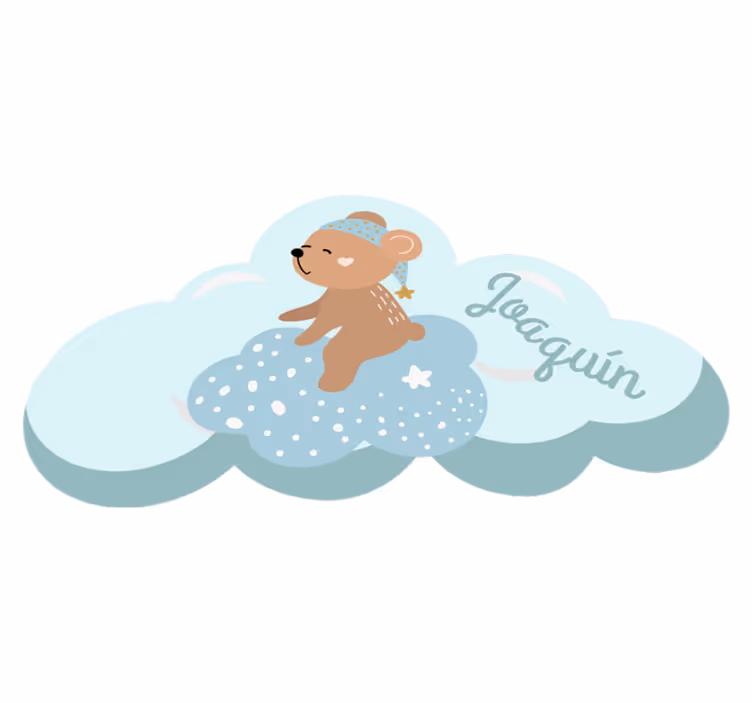 Covor personalizat pentru vinil albastru copii cu urs - TenStickers