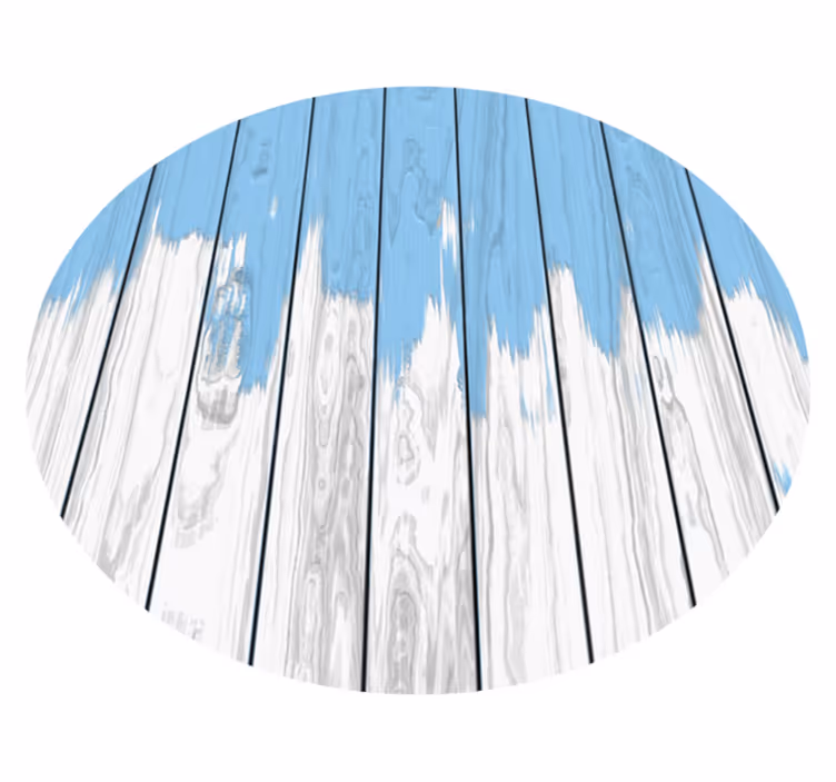 Covor rotund din lemn alb și albastru de vinil - TenStickers