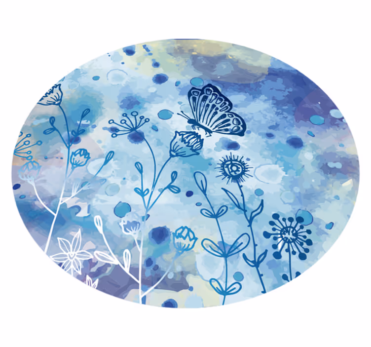 Covor rotund din vinil fluturi albastru - TenStickers