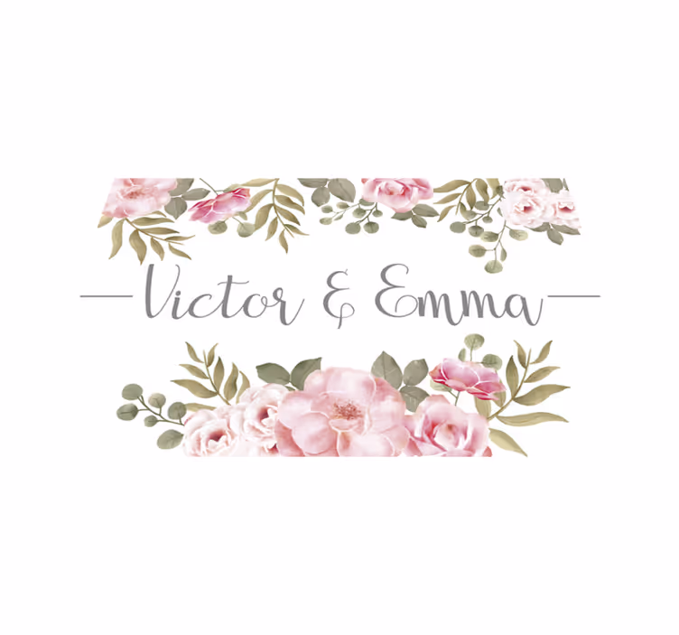 Covor de vinil cu nume floral personalizat - TenStickers