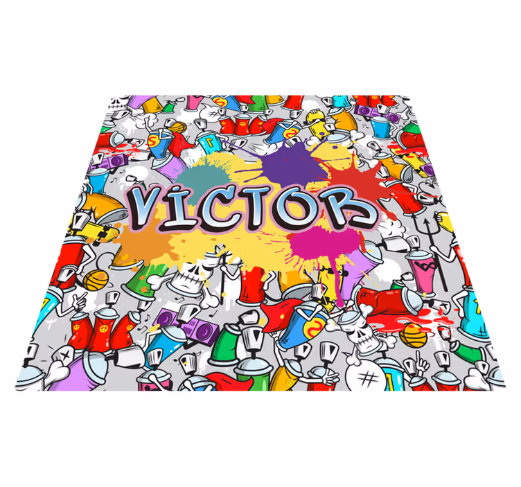Covor multicolor din vinil graffiti cu nume - TenStickers