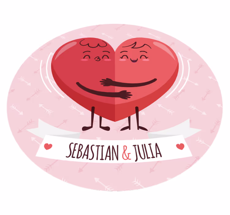 Covor de vinil cu nome ilustrație personalizată a inimii - TenStickers