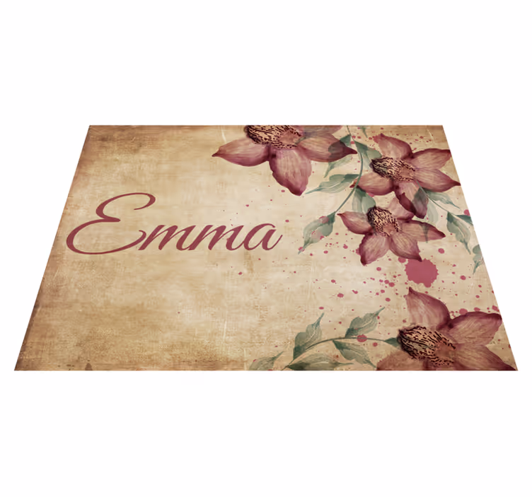 Covor vintage de vinil cu orhidee floride cu nume - TenStickers