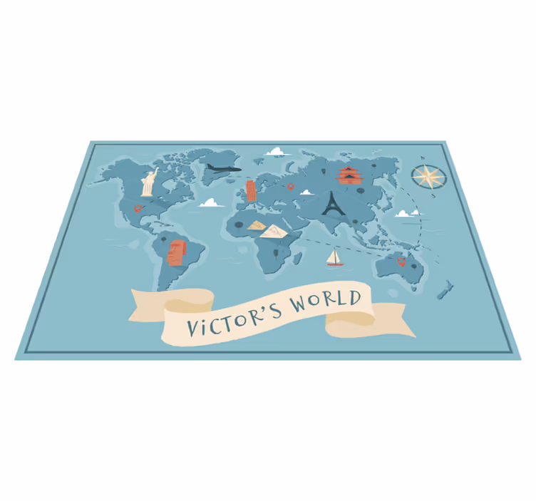 Covor amuzant de hartă mondială de vinil cu nume - TenStickers