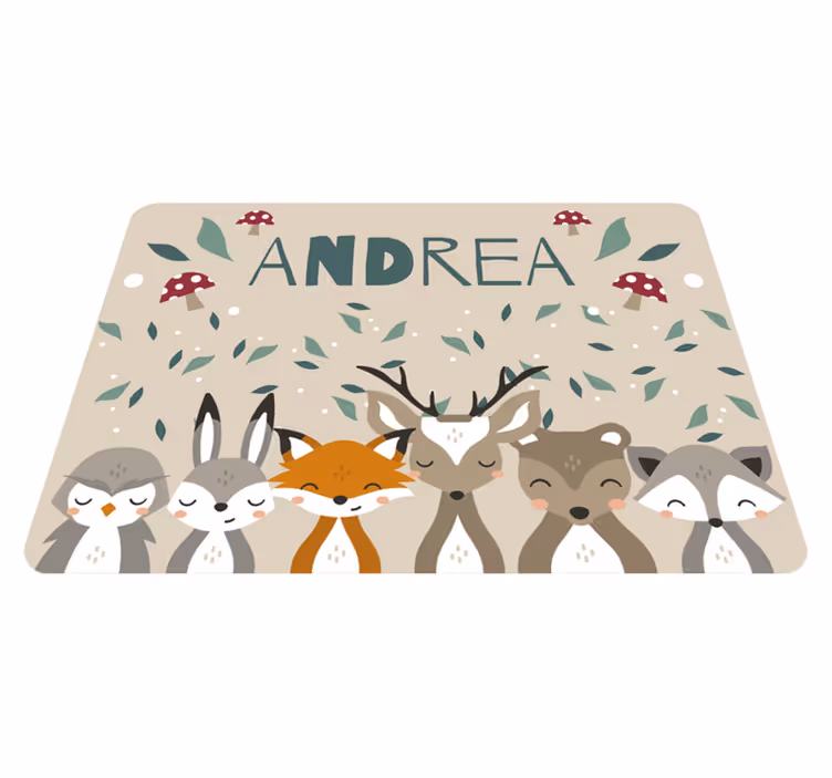 Covor vinil de animale mici personalizate cu nume - TenStickers