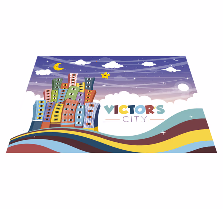 Covor de vinil cu nome curcubeu peisaj urban - TenStickers