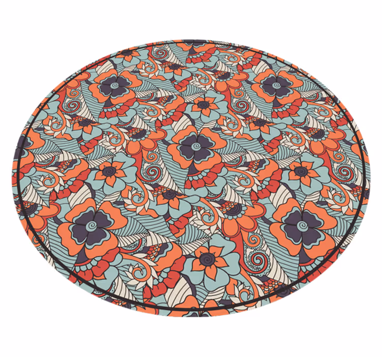 Covor rotund floral de vinil paisley pentru sufragerie - TenStickers