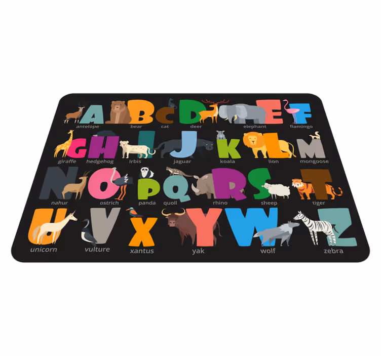 Alfabet animal în covor alfabet vinil - TenStickers