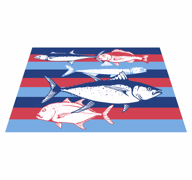 Covor vinil animal ilustrație cu dungi de pește - TenStickers