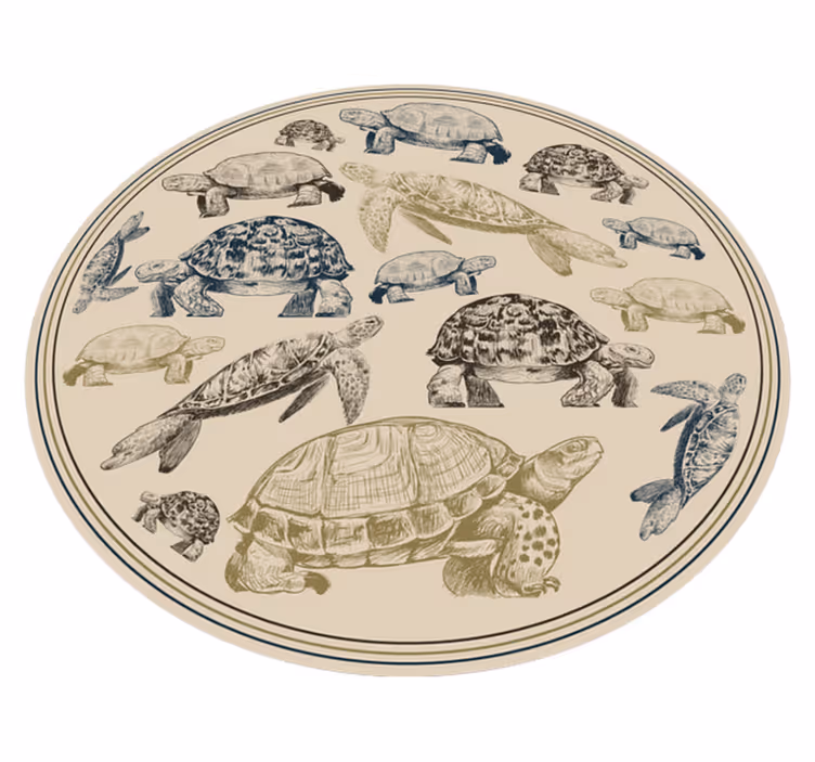 Covor vinil animal ilustrații cu broaște țestoase - TenStickers