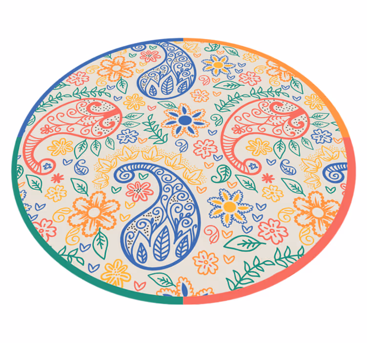 Covor vinil flori și plante motive florale paisley - TenStickers
