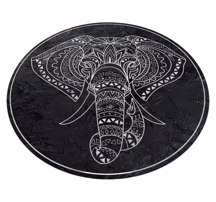 Covor mandala cu textură de marmură în formă de elefant - TenStickers