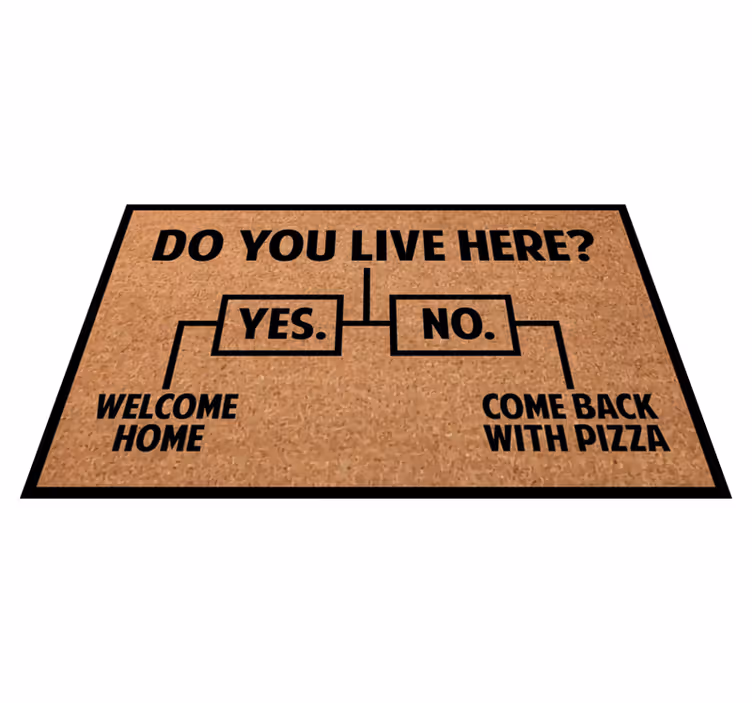 Locuiești aici? Da / nu / covor personalizat pentru pizza - TenStickers