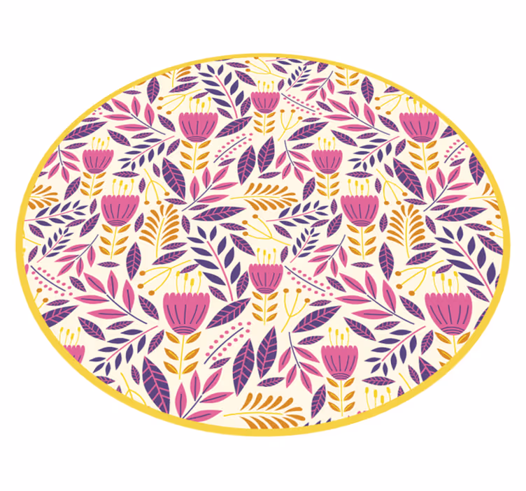 Covor vinil flori și plante design cu simetrie florală - TenStickers