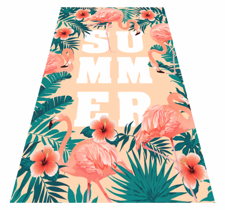 Text de vară flamingo flori covor personalizat - TenStickers