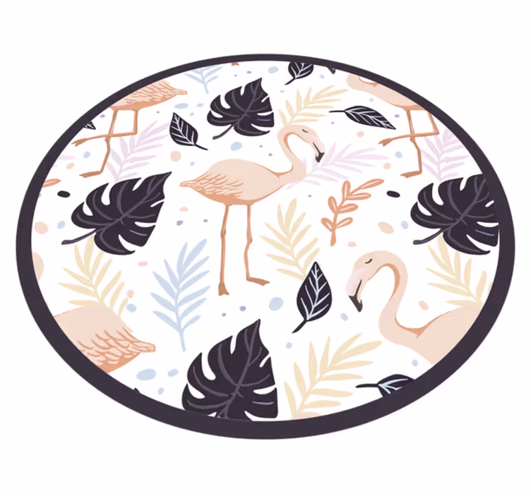 Covor vinil animal cerc floral flamingo - TenStickers
