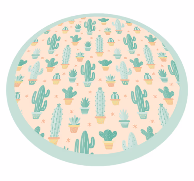 Covor de vinil pentru copii model circular cactusi - TenStickers