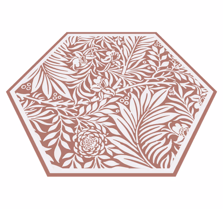 Covor vinil flori și plante hexagon cu simetrie florală - TenStickers
