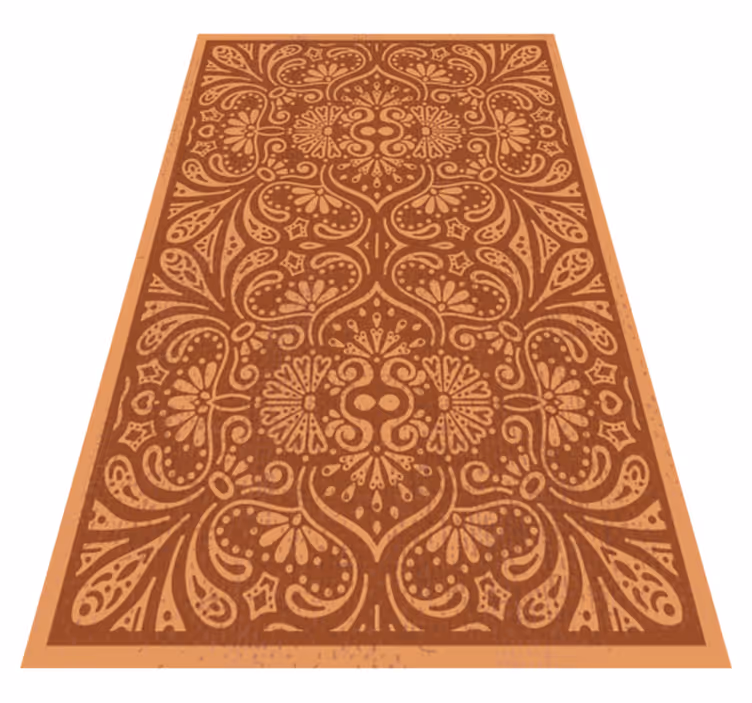 Ornamente asiatice în covor floral maro - TenStickers