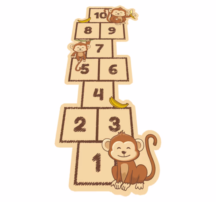 Covor de vinil pentru camera copilului maimuță hopscotch - TenStickers