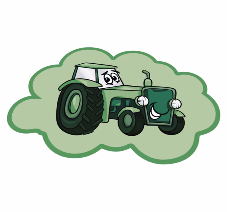 Covor verde din vinil pentru copii tractor - TenStickers