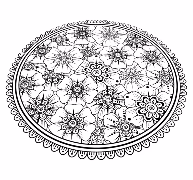 Covor negru cu tigla mandala cerc - TenStickers