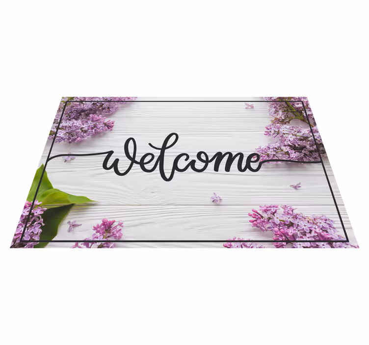 Bun venit podele din vinil din lemn floral - TenStickers