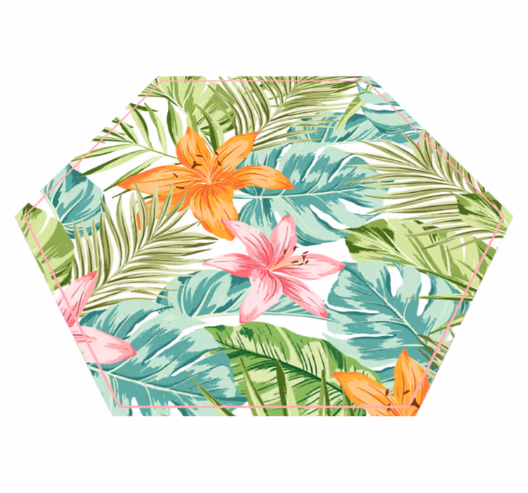 Covor vinil flori și plante flora tropicala - TenStickers