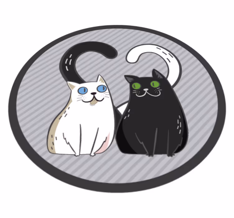 Covor de vinil doua pisici cu ochi colorati covor pentru animale - TenStickers