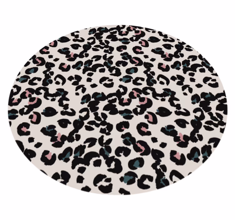 Covor rotund alb din vinil covor pentru animale leopard - TenStickers