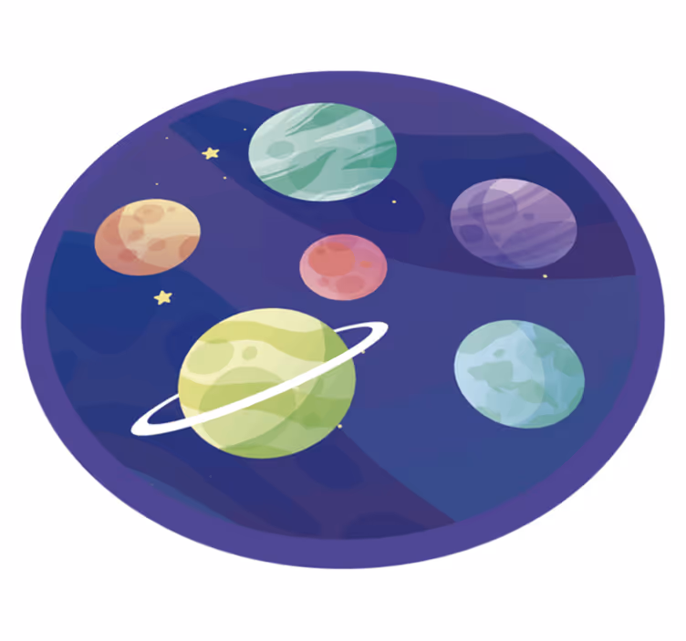 Covor de vinil diferite planete galaxie copii - TenStickers