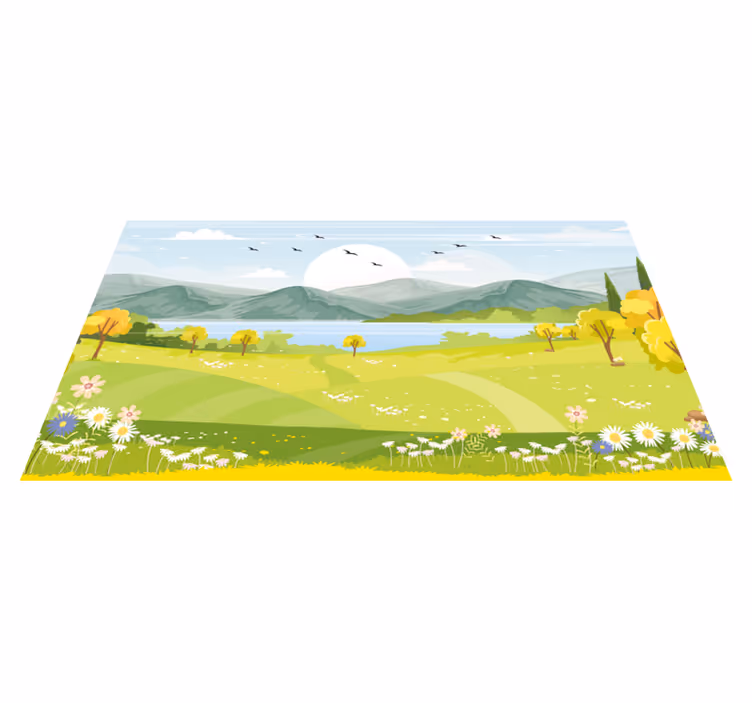 Covor de vinil cu desen animat peisaj montan - TenStickers