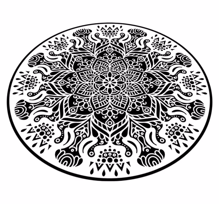 Covor mandala alb-negru mandala - TenStickers