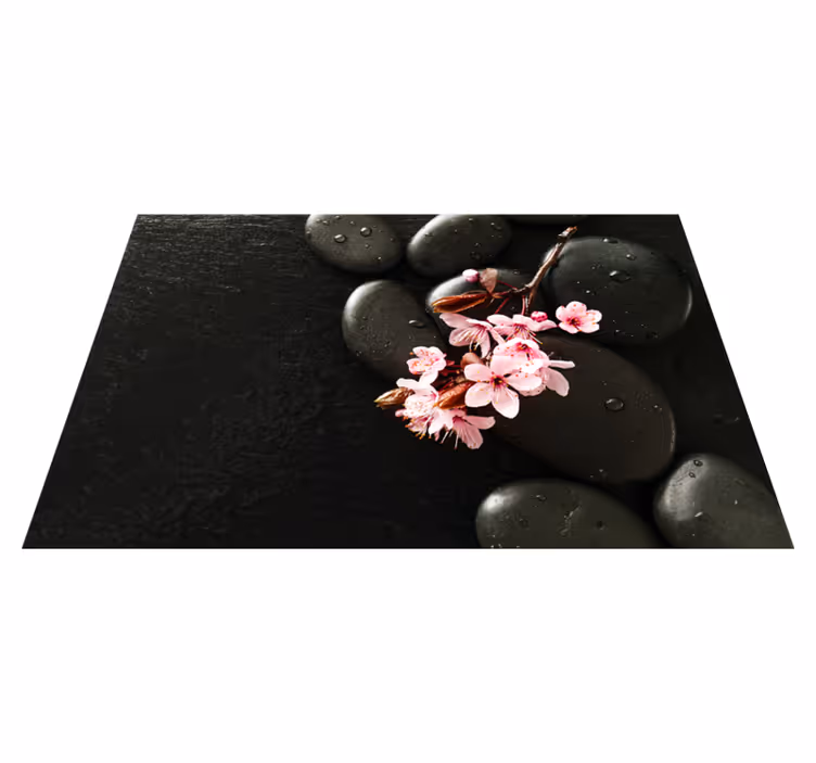 Covor vinil cu aspect de natura pietre zen florale - TenStickers
