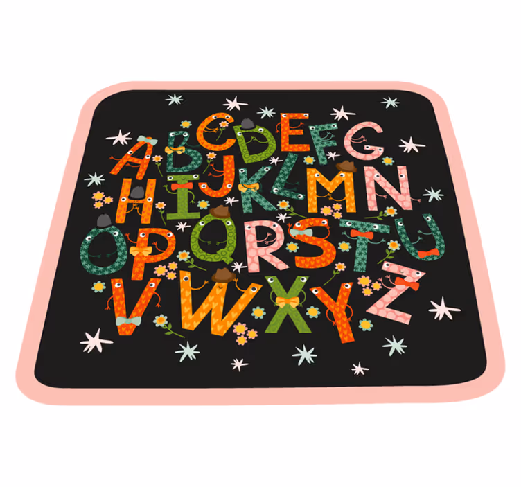 Covor negru înstelat cu alfabet din vinil - TenStickers