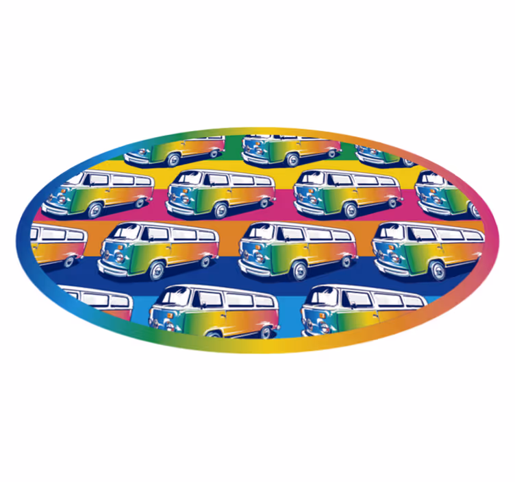 Alții covor de vinil paradă de vehicule retro - TenStickers