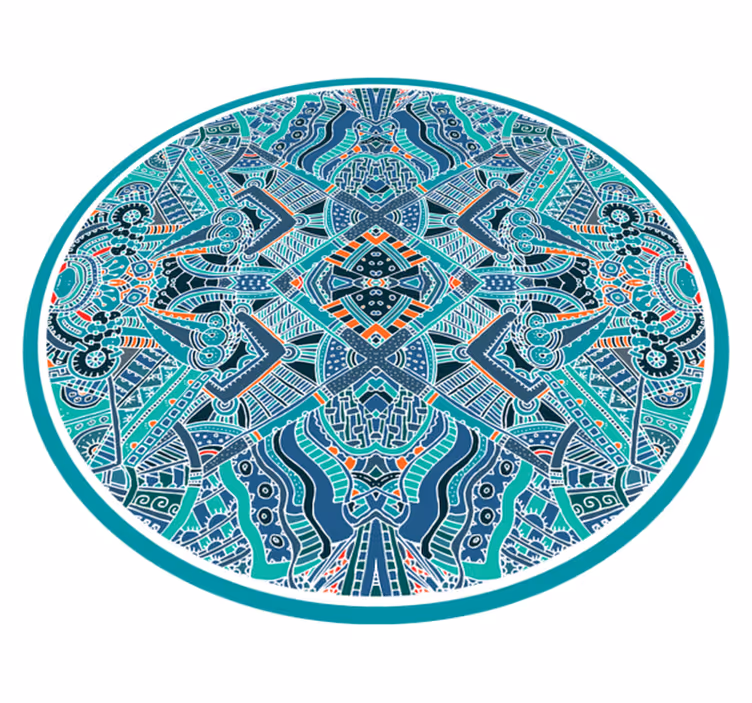 Covor etnic rotund de vinil pene indiene - TenStickers