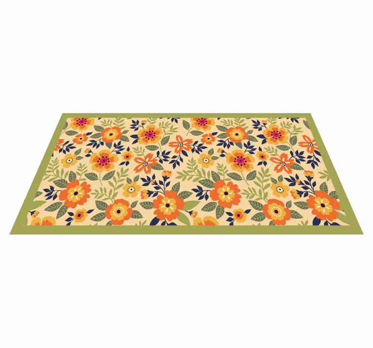 Flori covor floral verde și portocaliu - TenStickers