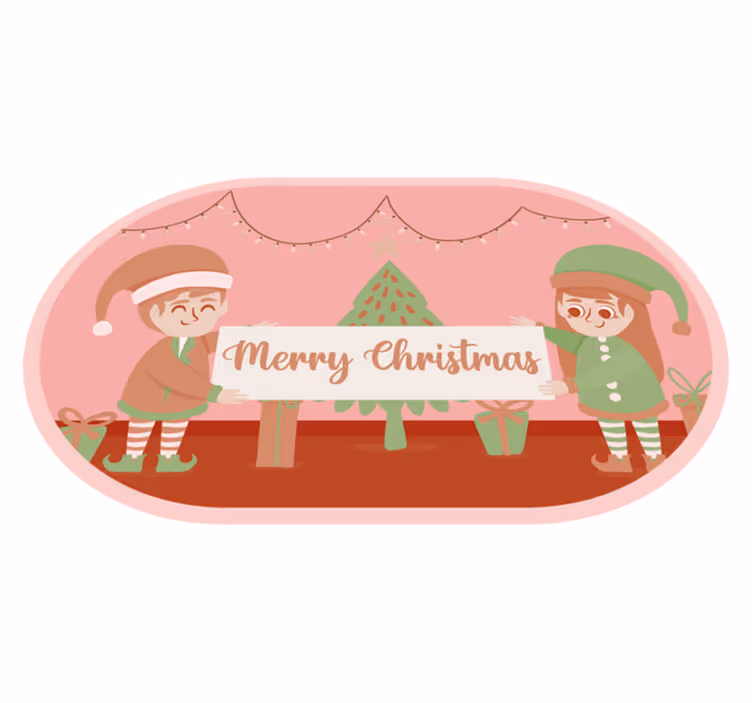 Covor vinil Crăciun scena de elfi festive - TenStickers