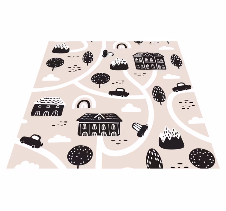 Covor rutier de drumuri alb-negru - TenStickers