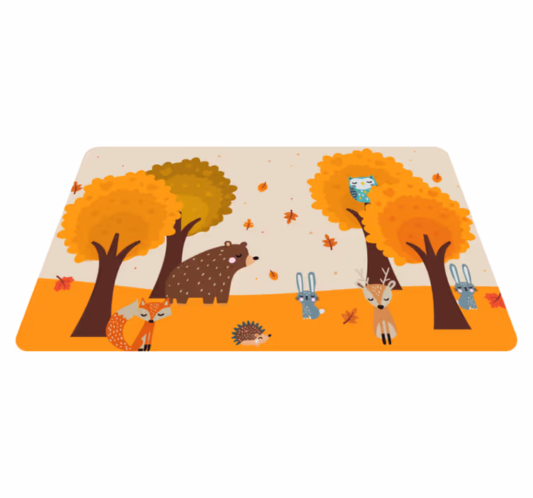 Covor de vinil pentru copii prietenii pădurii de toamnă - TenStickers
