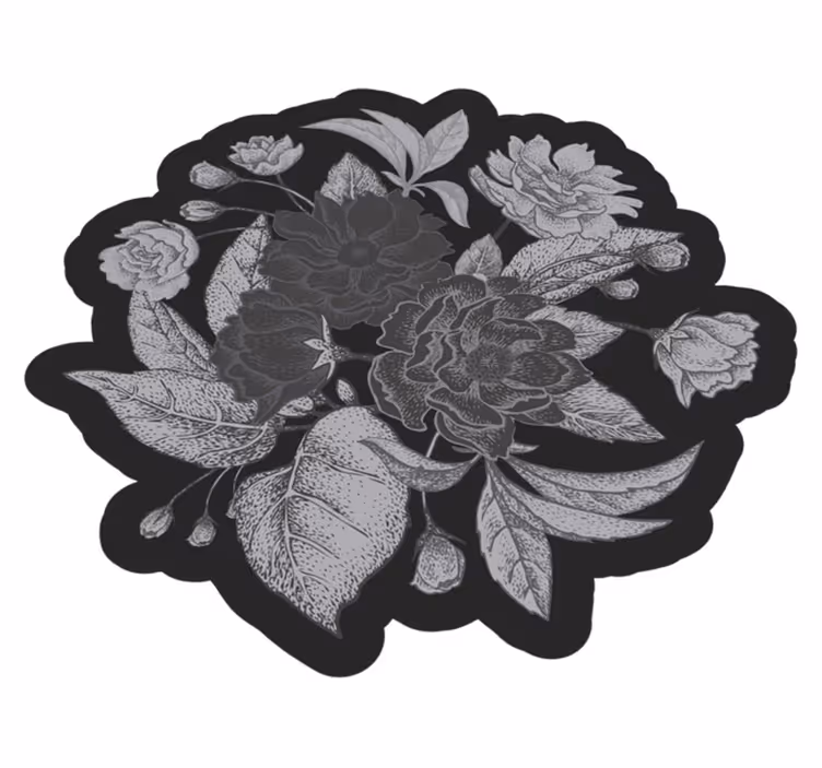 Covor vinil flori și plante afișaj de contur floral - TenStickers