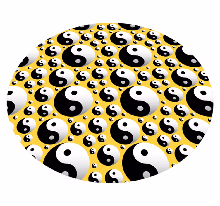 Covor rotund de vinil yin yang cercuri covor etnic - TenStickers